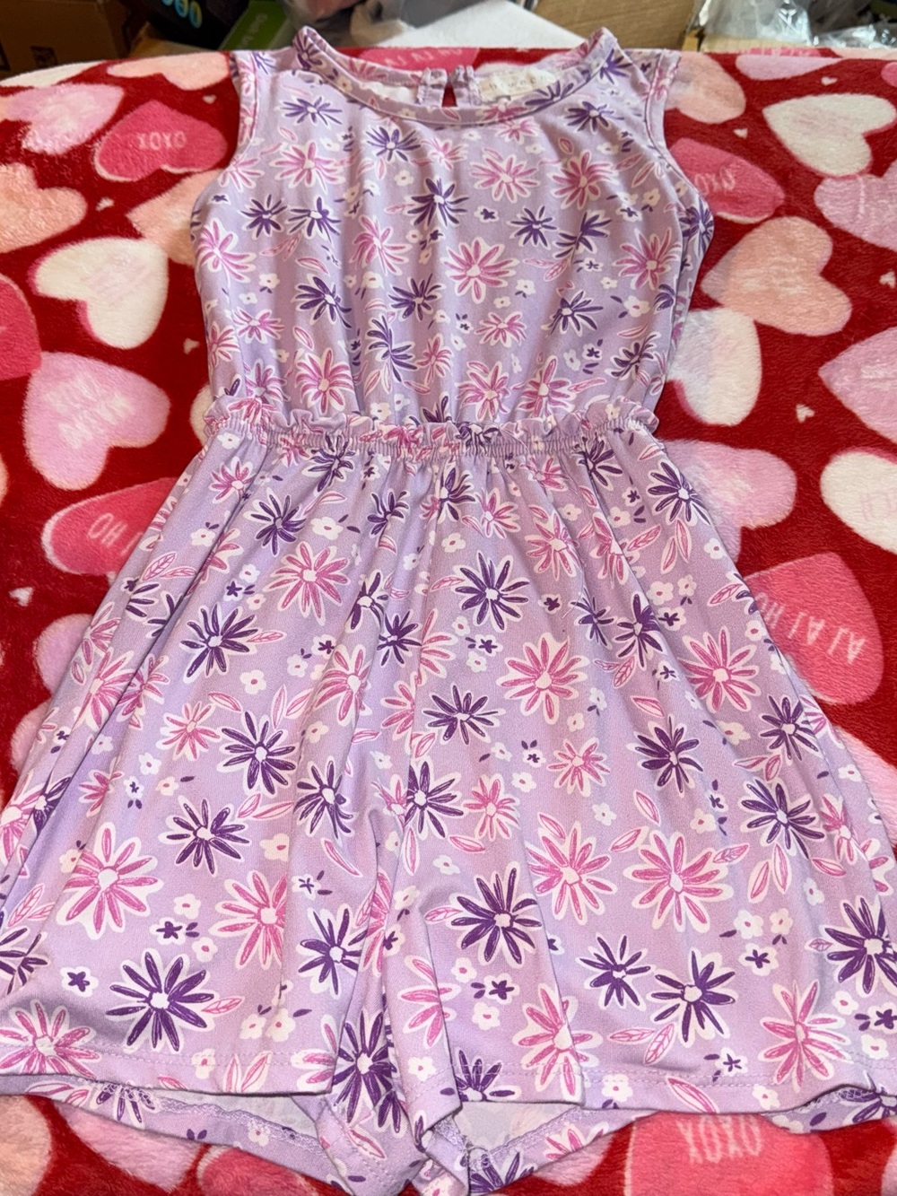 btween Girls Size 6 Purple Floral Romper
